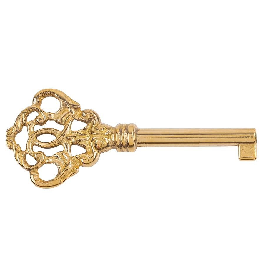 Solid Brass Skeleton Key for Grandfather Clock Doors